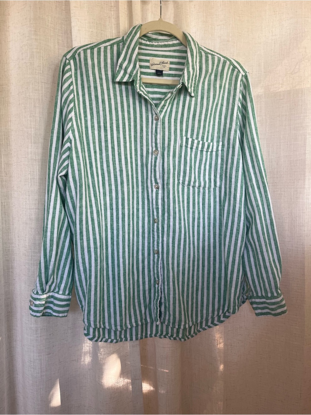 Universal Thread linen blend Striped Button-Down relaxed fit Shirt Sz L
